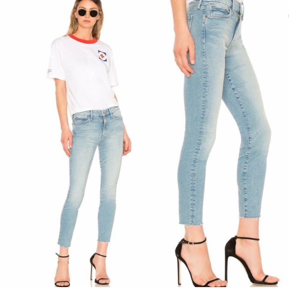 Mother The Looker Ankle Fray Ready To Roll Jeans Raw Hem Size 29